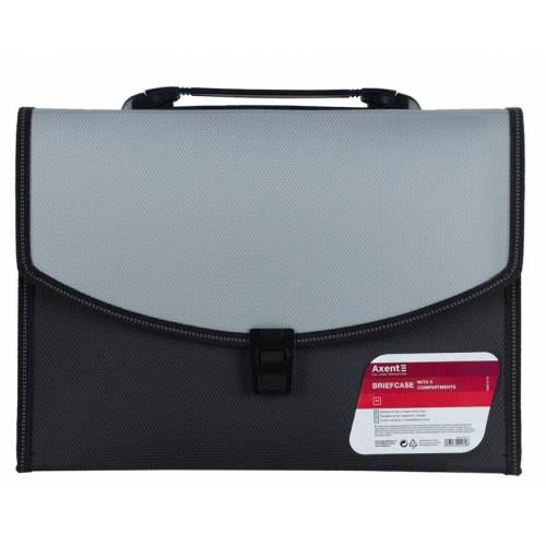 Портфель пластик Axent 1606-01-A А4 3 отделения черно-серый