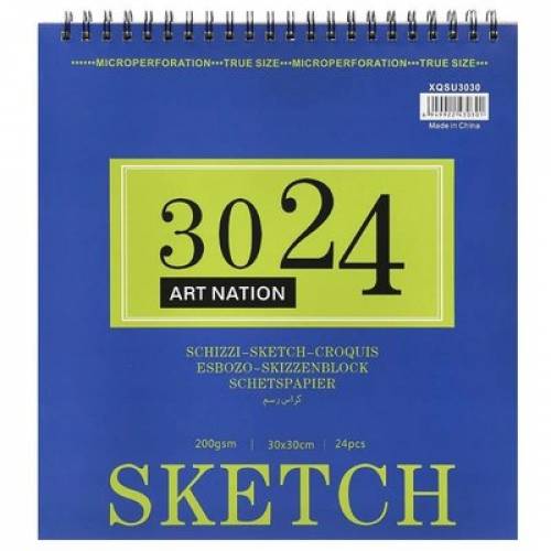 Альбом для эскизов Art Nation Sketch 200г/м2 30х30см 24л спираль XQSU3030