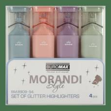 Набор маркеров текстовых Buromax 4цв BM.8909-94 MORANDI STYLE Glitter 