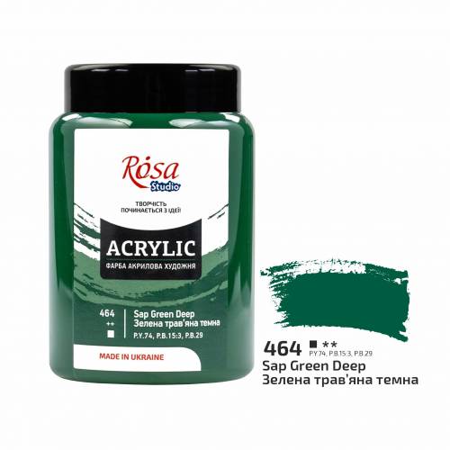 Краска акриловая Rosa Studio 400мл 464 Зеленая травянная темная