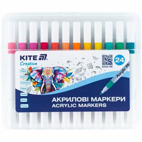 Маркери Kite Creative акриловые K-1157 24 цветов Маркери Kite Creative акриловые K-1157 24 цветов