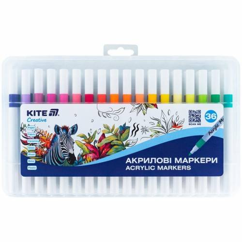 Маркери Kite Creative акриловые K-1158 36 цветов Маркери Kite Creative акриловые K-1158 36 цветов