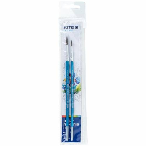 Набор кистей Kite Classic 2шт Пони кругл. K-346 (4,8) в пенале для рисования на бумаге, холсте