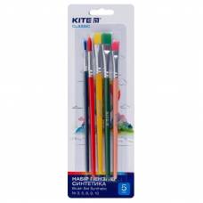 Набор кистей Kite Classic 5шт синтетика K-333  (номера: 3,5,8,9,10) для рисования на бумаге, холсте