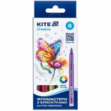 Фломастеры Kite  6цв K-1147 Creative с блестками