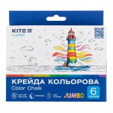Мел цветной Kite 6цв K-073 Classic Jumbo