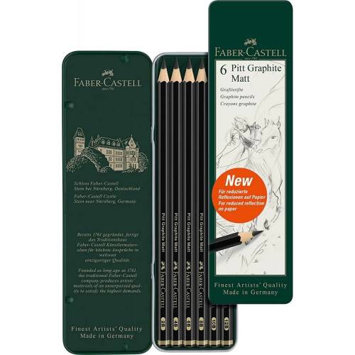 Набор простых карандашей Faber 119063  6шт Pitt Graphite Matt метал упак 2B-12B