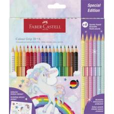 Цветные карандаши FaberCastell 24цв 201543 (18кол + 6 Sparkl Pastel) акварельные GRIP картонная упаковка