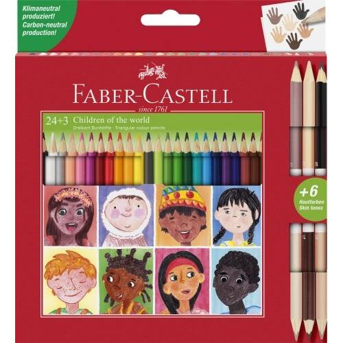 Цветные карандаши FaberCastell 24+6цв 511515 (12цв+3шт=6цв Bicolor Skintones) картон упак