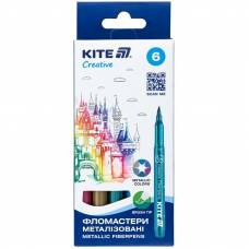 Фломастеры Kite 6цв K-1149 Creative кисточки металлизированные