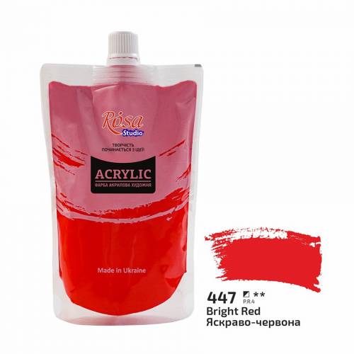 Краска акриловая Rosa Studio 200мл в мягкой упаковке 447 Ярко-красная Краска акриловая Rosa Studio 200мл в мягкой упаковке 447 Ярко-красная