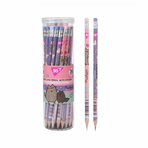 Простой карандаш YES с ластиком 280687 "Pusheen" 2 диз. микс