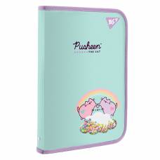 Папка YES A4 пластиковая на молнии 491559 Pusheen с внутр. карманом бабл бейдж