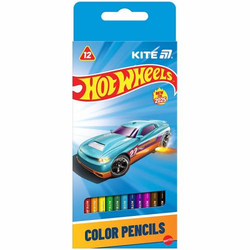 Цветные карандаши Kite 12цв HW25-053 трёхранные Hot Wheels