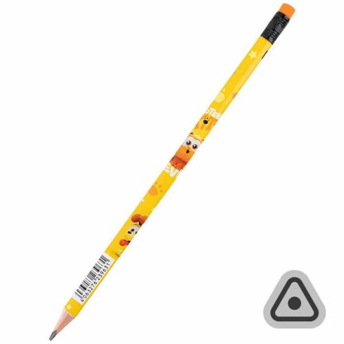 Простой карандаш Kite HK25-056-2  с ластиком трехгранный Garfield