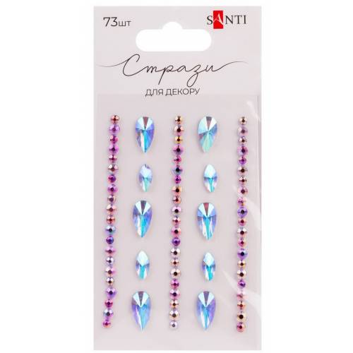 Декор. элемент: Стрази Santi 743014 самоклеючі "Краплі" лілові, 73 шт