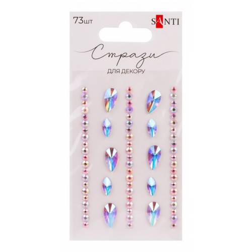 Декор. элемент: Стрази Santi 743013 самоклеючі "Краплі" рожеві, 73 шт