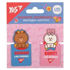 Закладки для книг YES магнитные 708399 "Line Friends", висікання, 2 шт Закладки для книг YES магнитные 708399 "Line Friends", висікання, 2 шт