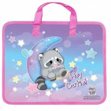 Портфель KIDS с ручками ткань 13213 Raccoon  формат А4