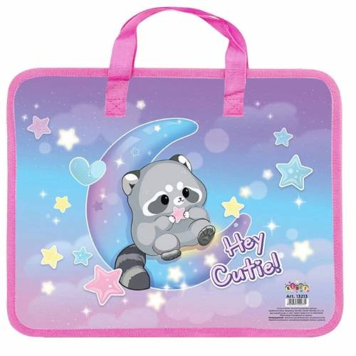 Портфель KIDS с ручками ткань 13213 Raccoon  формат А4