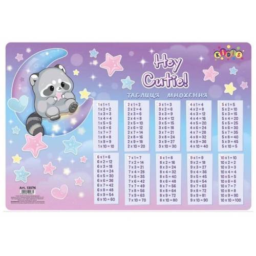 Підкладка на стіл Kidis 13576 42,5x29см Raccoon Таблиця множення
