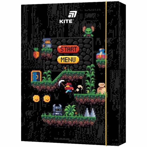 Папка Kite A4 картонна на гумці K25-213-2 Pixel Game для праці