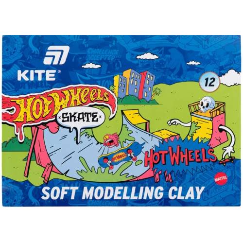 Пластилин Kite 12цв 240гр восковой HW25-1086-2 Hot Wheels