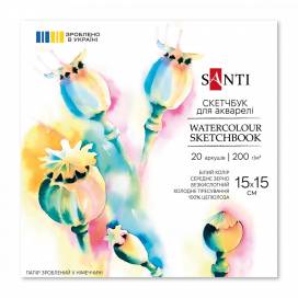 Альбом для акварелі Santi скетчбук 200г/м2 15х15см, 20 арк., склейка 743290