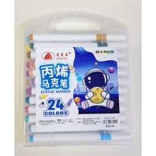 Маркери LAU акриловые односторонние 24 цветоа 922-24  в пластиковом пенале