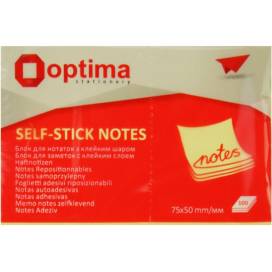 Бумага для заметок с липким слоем Optima 50*75 100л O25502 пастель жёлтая