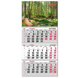Календарь Экспресс офисный квартальный с бегунком три пружины BG3 27-11 Природа