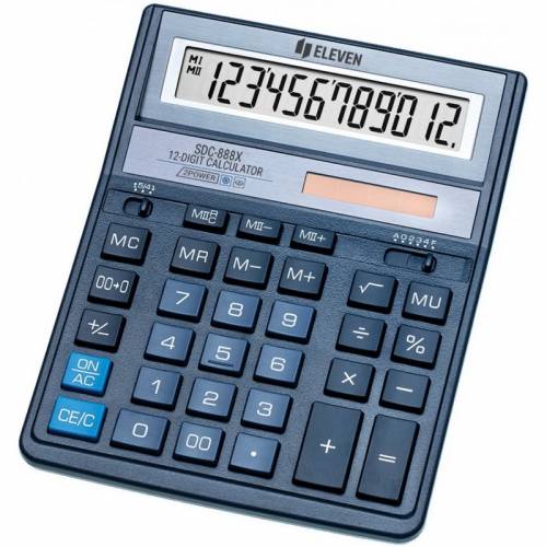 Калькулятор ELEVEN SDC-888 XBL (виробництво citizen) 12 розрядів, бухгалтерський синій 