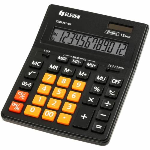 Калькулятор ELEVEN CDB-1201 BK-OR (виробництво citizen) 12 розрядів, бухгалтерський чорний + оранжеві кнопки