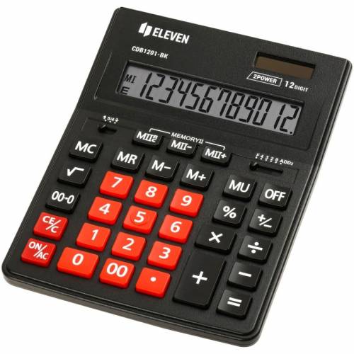 Калькулятор ELEVEN CDB-1201 BK-RD (виробництво citizen) 12 розрядів, бухгалтерський чорний + червоні кнопки