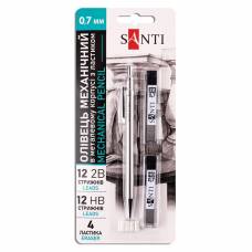 Механический карандаш Santi 0.7мм 743240 в комплекте с запасными стержнями HB, 2B, ластиками