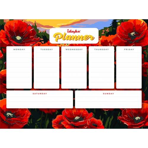 Календарь Идейка AMP20062 планнер на магнитной основе с алмазной мозаикой 32*40см Маки