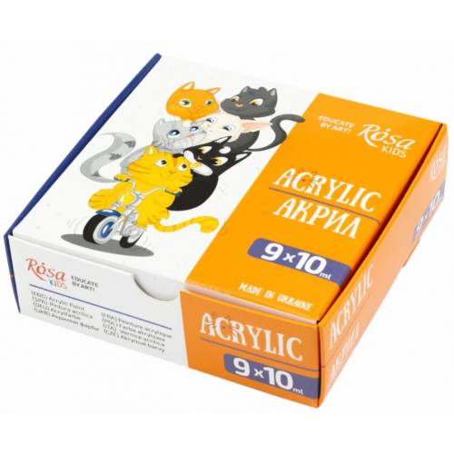 Набір акрилових фарб Rosa Kids  9кол 10 мл Cats 301214