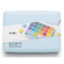 Набор гуашевых красок HIMI Jelly Cup 24*30мл голубой пластиковый пенал TBT31   