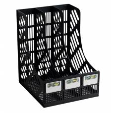 Лоток для бумаги пластиковый вертикальный Buromax на 3 отдела сборный BM.6100 черный
