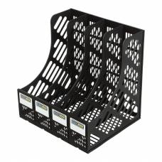 Лоток для бумаги пластиковый вертикальный Buromax на 4 отдела сборный BM.6101 черный