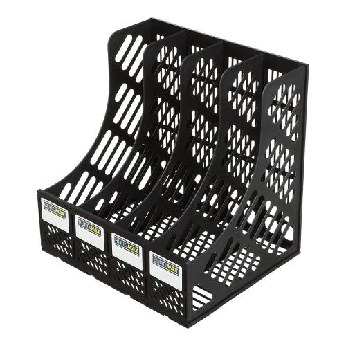 Лоток для бумаги пластиковый вертикальный Buromax на 4 отдела сборный BM.6101 черный