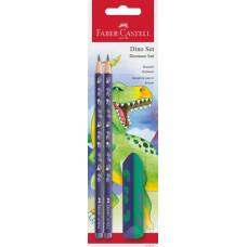 Набор простых карандашей Faber 111516 2шт +ластик Dinosaur blue