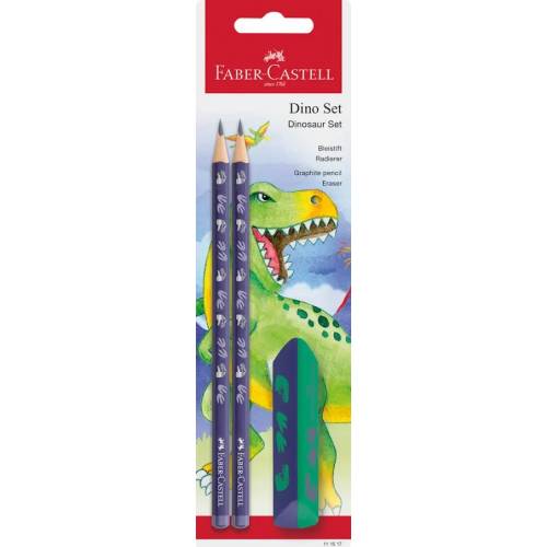 Набор простых карандашей Faber 111516 2шт +ластик Dinosaur blue