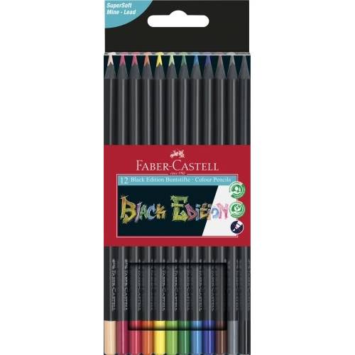 Цветные карандаши FaberCastell 12цв 116412 трёхгранные чёрное дерево