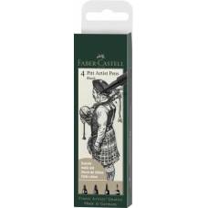 Набір маркерів худ Faber Pitt 4шт 167153 чорний (C, B, 1,5, FM)