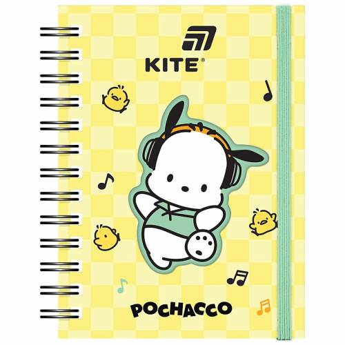 Блокнот Kite A6  80арк. PC26-229 клітинка, спіраль збоку, вирубка Pochacco