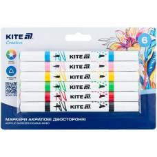 Маркери Kite Creative акриловые K-1293 6 цветов двусторонние