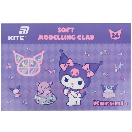 Пластилін Kite 24кол 480гр восковий HK24-089 Kuromi Пластилін Kite 24кол 480гр восковий HK24-089 Kuromi
