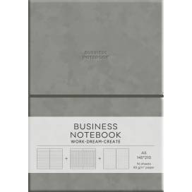Блокнот Школярик A5 інтегрована обкл. 96арк. Business A5-7134Gray PU м'яка палітурка крем папір 80г/м2 лінія
