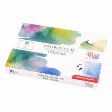 Набір акварельних фарб Rosa Studio PLEIN AIR 16кол кювета картон 3405001